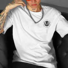 Men's Anime Logo Print Cotton T-shirt