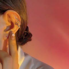 Silver Snake Serpentine Earbone Clip Earrings