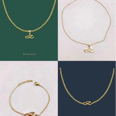 JK Golden Letter Necklace Bracelet