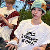 KPOP Cotton Loose Letter Print Short-sleeved T-shirt