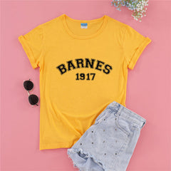 Women's Barnes 1917 Letter Loose Round Neck T-shirt