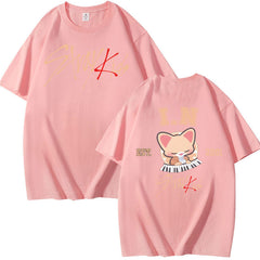 Casual Kpop Pattern Print Cotton Loose T-shirt