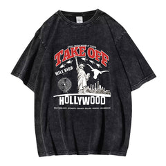 Retro KPOP Album Print Washed T-shirt