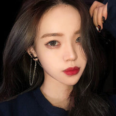 Cool Cross Chain Puncture Earrings