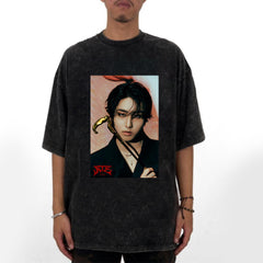 Retro Style ATE Graphic Print Washed T-shirt