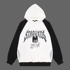 Black and White KPOP Doll Printed Hoodie