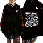 Trendy House Graphic Loose Zip Up Hoodie