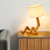 Creative Solid Wood Robot Desk Lamp