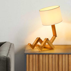 Creative Solid Wood Robot Desk Lamp