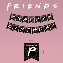Friends Birthday Party Decoration Cake Flag Balloon Set