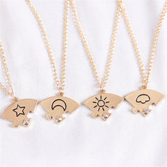 Star Moon Sun Cloud Splicing Friends Necklace