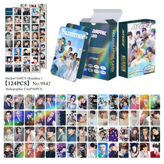 124pcs Kpop Laser PhotoCard Stickers