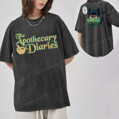 Vintage Anime Print Loose Washed T-shirt