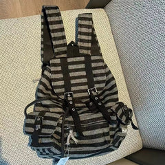 NJZ Style Color-blocked Stripes Wool Backpack