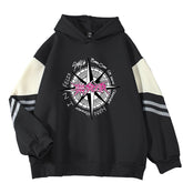 Women's KPOP Graphic Printed Color Block Hoodie
