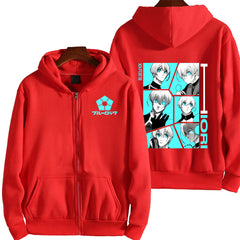 Unisex Anime Printed Zip Up Hoodie