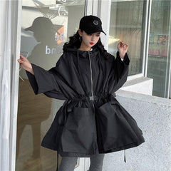 Korean Style Bat Sleeves Hooded Trench Coat