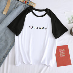 Lovely Friends Letter Pattern Crew Neck Short Sleeve T-Shirt