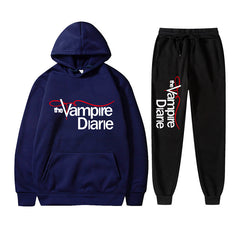 Unisex TVD Logo Printed Casual Hoodie Sweatpants Set