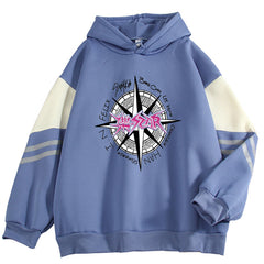 Women's KPOP Graphic Printed Color Block Hoodie