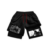 Casual Men's Anime Printed Double-layer Sports Shorts