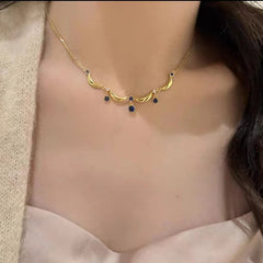 Exquisite Blue Fringe Necklace Ring