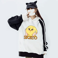 Cute KPOP Cartoon Color Block Pocket Hoodie