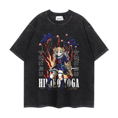 Trendy Anime Cotton Washed Short-sleeved T-shirt Top