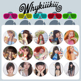 "WHY KiiiKiii" Badge Mirror Keychain Set