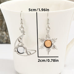 Sun and Moon Earrings Wire-Wrapped Crystal Earrings