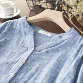 Casual Floral Printed V-neck Short Sleeved Shirt