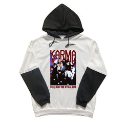 Skz Poster Logo Printed Fleece Black and White Hoodie