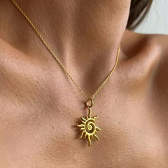 Retro Sun Vortex Pendant Necklace