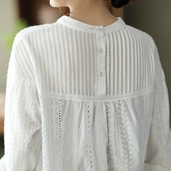 Japanese Style Artistic Pleated Lace Hollow Women's Shirt