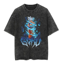 Unisex Vintage Anime Washed Short Sleeve T-shirt