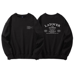 Unisex Layover Print Loose Pullover Hoodie