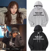 Jiwoo Letter Print Loose Hoodie Top