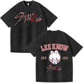 LEEKNOW KPOP Cotton Loose Washed T-shirt