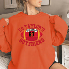 Go Taylor's Boyfriend Printed Women's Crew Neck Sweatshirt