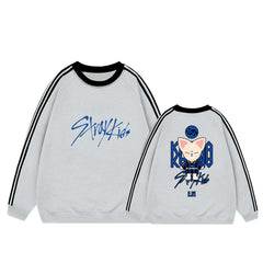 Karma Cartoon Doll Stripe Cotton Sweatshirt