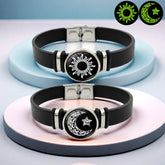 Sun and Moon Couple Leather Luminous Bracelet