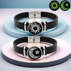 Sun and Moon Couple Leather Luminous Bracelet