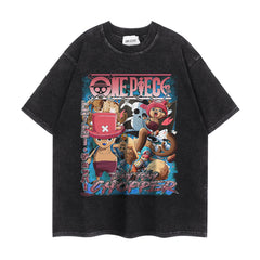 Trendy Luffy Cotton Washed Short-sleeved T-shirt