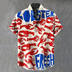 Men's Cat Digital Print Stand-up Collar Shirt