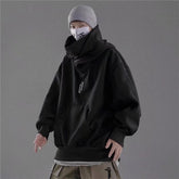 Men's Embroidery Turtleneck Kangaroo Pocket Hoodie