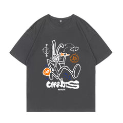 HAERIN Graphic Print Cotton Short-sleeved T-shirt