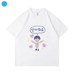 Kpop Cartoon Print Short-sleeved Loose T-shirt