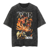 Vintage Luffy Anime Washed Short-sleeved T-shirt