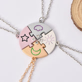 Colorful Sun Moon Cloud Star Matching Necklace