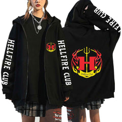 Unisex Hellfire Club Printed Zipper Hoodie